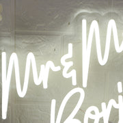 Mr And Mrs Boria White Neon Sign