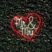 Mr and Mrs Inside Heart V1 Neon Sign