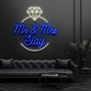 Mr and Mrs Inside Ring Neon Sign