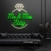 Mr and Mrs Inside Ring Neon Sign