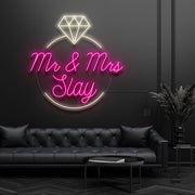 Mr and Mrs Inside Ring Neon Sign