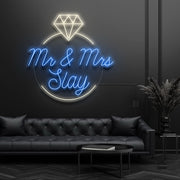 Mr and Mrs Inside Ring Neon Sign