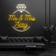 Mr and Mrs Inside Ring Neon Sign