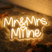 Mr And Mrs Milne Yellow Neon Sign