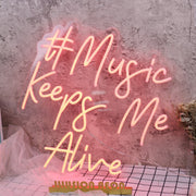 Music Keeps Me Alive Red Neon Sign