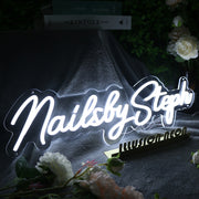 Nails By Steph White Neon Sign