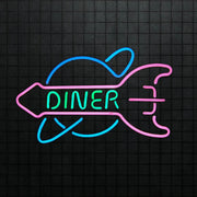 Neon Rocket Diner Sign Pink Blue Green Neon Sign