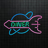 Neon Rocket Diner Sign Pink Blue Green Neon Sign