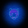 Neon Tiger Sign Hung On Brick Background