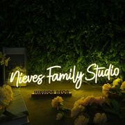 Niever Family Studio Yellow Neon Sign