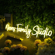 Niever Family Studio Yellow Neon Sign