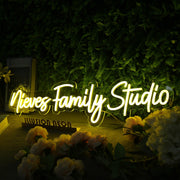 Niever Family Studio Yellow Neon Sign