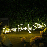 Niever Family Studio Yellow Neon Sign