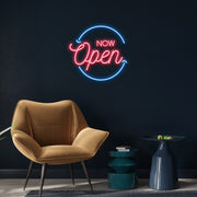 Now Open Round Neon Sign