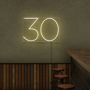 Number 30 Neon Sign