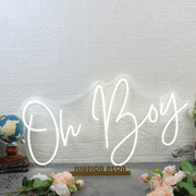 Oh Boy White Neon Sign