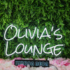 Olivias Lounge White Neon Sign