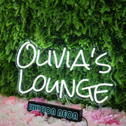 Olivias Lounge White Neon Sign