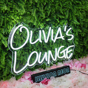 Olivias Lounge White Neon Sign