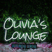 Olivias Lounge White Neon Sign