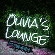 Olivias Lounge White Neon Sign