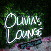 Olivias Lounge White Neon Sign