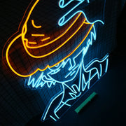 One Piece Luffy Holding Hat Neon Sign