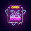 Open 24 Hours with Abstract Shapes Neon Sign