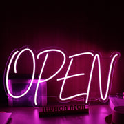 Open Purple Neon Sign