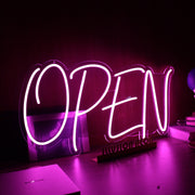 Open Purple Neon Sign