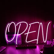 Open Purple Neon Sign