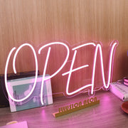 Open Purple Neon Sign