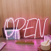 Open Purple Neon Sign