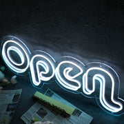 Open White Custom Neon LED Sign