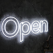 Open White Neon LED Sign