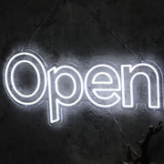 Open White Neon LED Sign