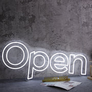 Open White Neon LED Sign