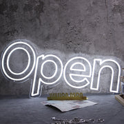 Open White Neon LED Sign