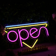 Open With Inverted Triangle Neon Sign