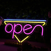 Open With Inverted Triangle Neon Sign