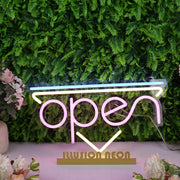 Open With Inverted Triangle Neon Sign