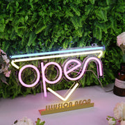 Open With Inverted Triangle Neon Sign