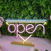 Open With Inverted Triangle Neon Sign