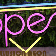 Open With Inverted Triangle Neon Sign