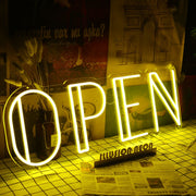 Open Yellow Neon LED Sign