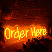 Order Here Orange Neon Sign