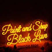 Paint and Shop Black Love Orange Neon Sign