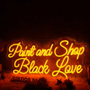 Paint and Shop Black Love Orange Neon Sign