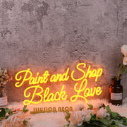 Paint and Shop Black Love Orange Neon Sign