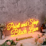 Paint and Shop Black Love Orange Neon Sign